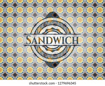 Sandwich arabic emblem background. Arabesque decoration.