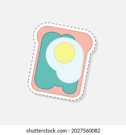 Sandwich with avocado and egg sticker. Vector illustration in a flat style