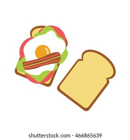 sandwich with bacon and fried egg vector illustration isolated in a white background