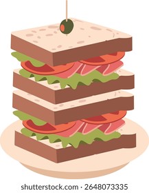 Sandwich with bacon vector illustration