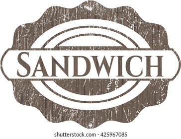 Sandwich badge with wood background