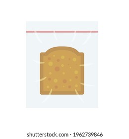 Sandwich in bag. Package with breakfast. Plastic bag with food. Flat illustration