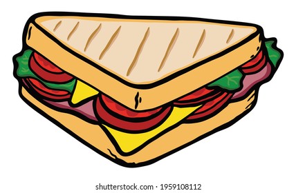 sandwich bakery meal beef fast food hot junk food vector illustrator