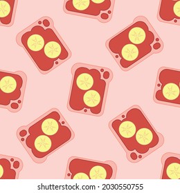 Sándwich con banana y pasta de chocolate. Ilustración vectorial en un estilo plano