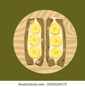 Sandwich with banana and cream inside