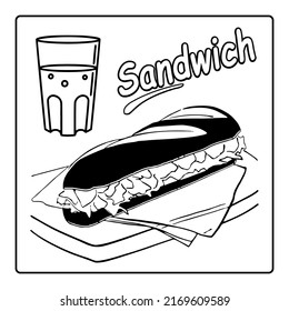 Sandwich banner template. 2D simple flat style graphic design. Can be used in food industry or any purposes. Vector EPS10
