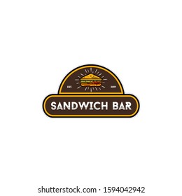 Sandwich bar emblem vintage logo design  retro-style badge featuring sandwich illustration with classic typography, perfect for deli shops, food trucks, casual cafés, bistros, or handcrafted sandwich