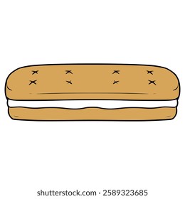 sandwich biscuit illustration hand drawn isolated vector