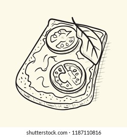 Sandwich. Black and white sketch vector illustration.
