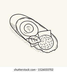 Sandwich. Black and white sketch vector illustration.