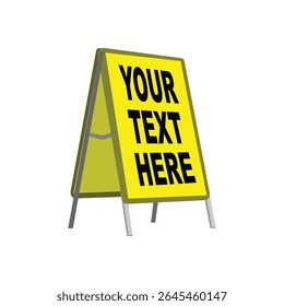 Sandwich board vector mock-up. Blank A-frame advertising display mockup. Outdoor sidewalk sign template for design
