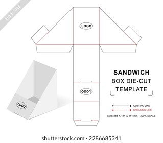 The sandwich box die cut template