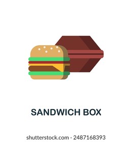Icono plano de Sandwich Box. Signo de color de la colección de servicio para llevar. Ilustración creativa del icono de la caja del sándwich para el Diseño web, infografías y más