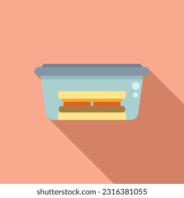 Sandwich box icon flat vector. School food. Kid snack