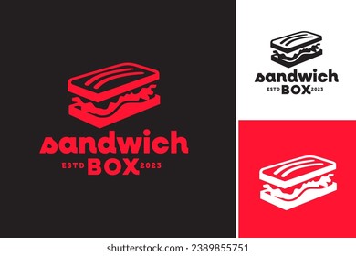 "Sandwich box logo design" refers to a design asset that features a logo suitable for a sandwich box or packaging. It is ideal for businesses in the food and beverage industry.
