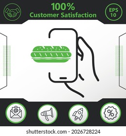 sandwich, bread, burger in phone vector icon graphic elements for your work - Modern design