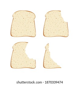 Sandwich bread slices pieces set. Vector illustration. Bite bakery food. Snack and breakfast.