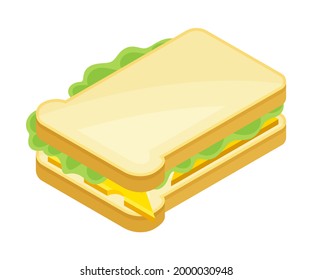 Sandwich wie Brotscheiben mit salziger Inhaltsstoff - Isometrische Vektorgrafik