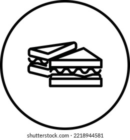 Sandwich, bread, snack, food, in circle black and white outline button, line icon vector illustration