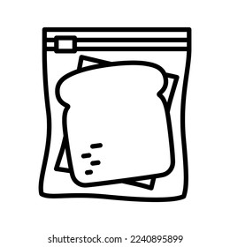 Sandwich with bread in zipped plastic lunch bag. Packaged sandwich isolated on white background. Vector illustration.