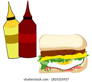 Sandwich breakfast fast food vector illustration cartoon food