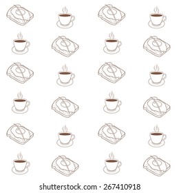 sandwich breakfast food seamless pattern