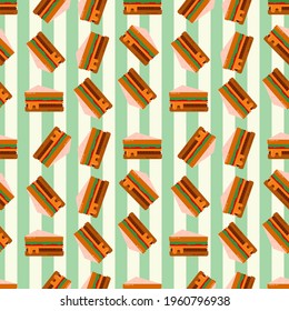 sandwich brunch seamless pattern flat icon illustration vector graphic