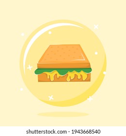 Sandwich auf einem Blasendesign, Vektorgrafik