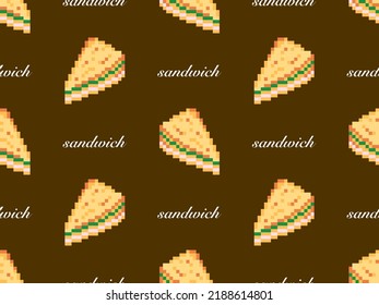 El personaje de la caricatura de sándwich es un patrón impecable sobre fondo marrón. Estilo de píxeles