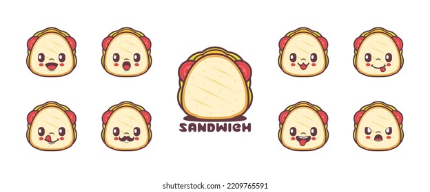 sandwich cartoon. food vector illustration. icon, expression.