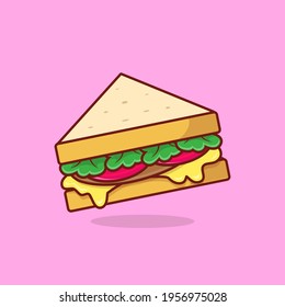 Sandwich Cartoon Illustration Free Vector