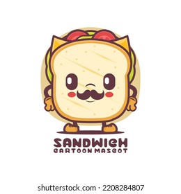 sandwich cartoon mascot. food vector illustration. isolated on a white background