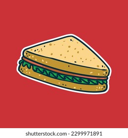 Sandwich - Cartoon style colorful vector illustration. Breakfast food icon concept isolated.
