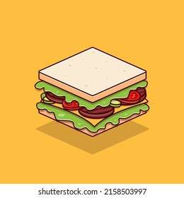 Sandwich cartoon vector flat design illustration