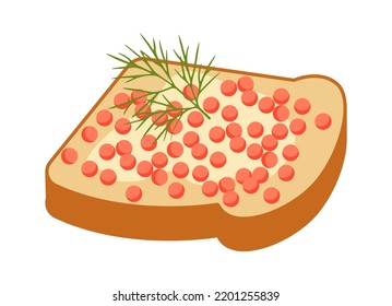 Sandwich with caviar Food icon. Vector illustration