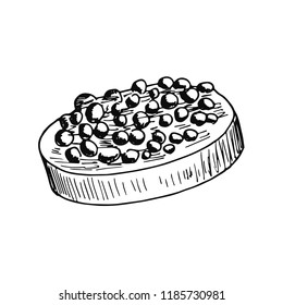 sandwich with caviar sketch isolated.