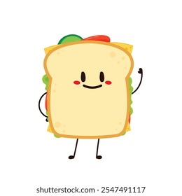 Sandwich character. Sandwich isolated on white background. Vector cartoon illustration of snack.