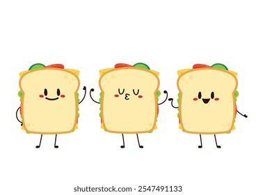 Sandwich character. Sandwich isolated on white background. Vector cartoon illustration of snack.