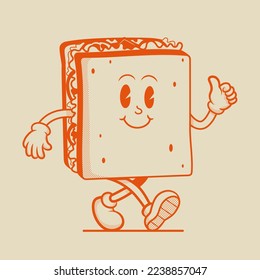 Sandwich Character, Retro Mascot Character