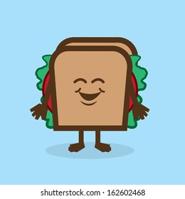 Sandwich character standing and smiling 
