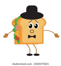 Sandwich character is surprised and confused