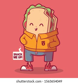 Sandwich character vector illustration. Food, snack, healthy design concept