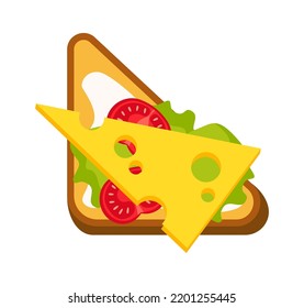 Sandwich With Cheese Food Icon. Vector Illustration