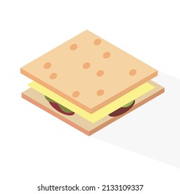 sandwich with cheese. Isometric illustration
