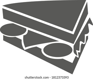 Sandwich with cheese sausage and herbs isolated on white background. Vector black and white illustration. Great for labels, menus, posters, banners, vouchers, coupons, business promotion and more.