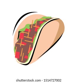 sandwich with cheese sausage and vegetables vector illustration isolated on white background