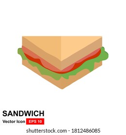 Sandwich mit Käse und Gemüse. Vektorgrafik. weißer Hintergrund