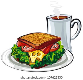 sandwich and coffee