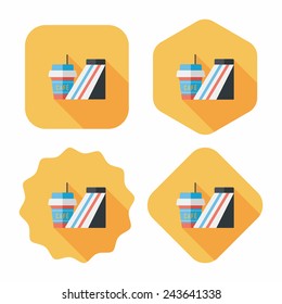 sandwich and coffee flat icon with long shadow,eps10