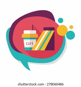 sandwich and coffee flat icon with long shadow,eps10